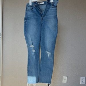 GRLFRND The Piper Super High Rise Stretch Slim Crop Distressed Jeans